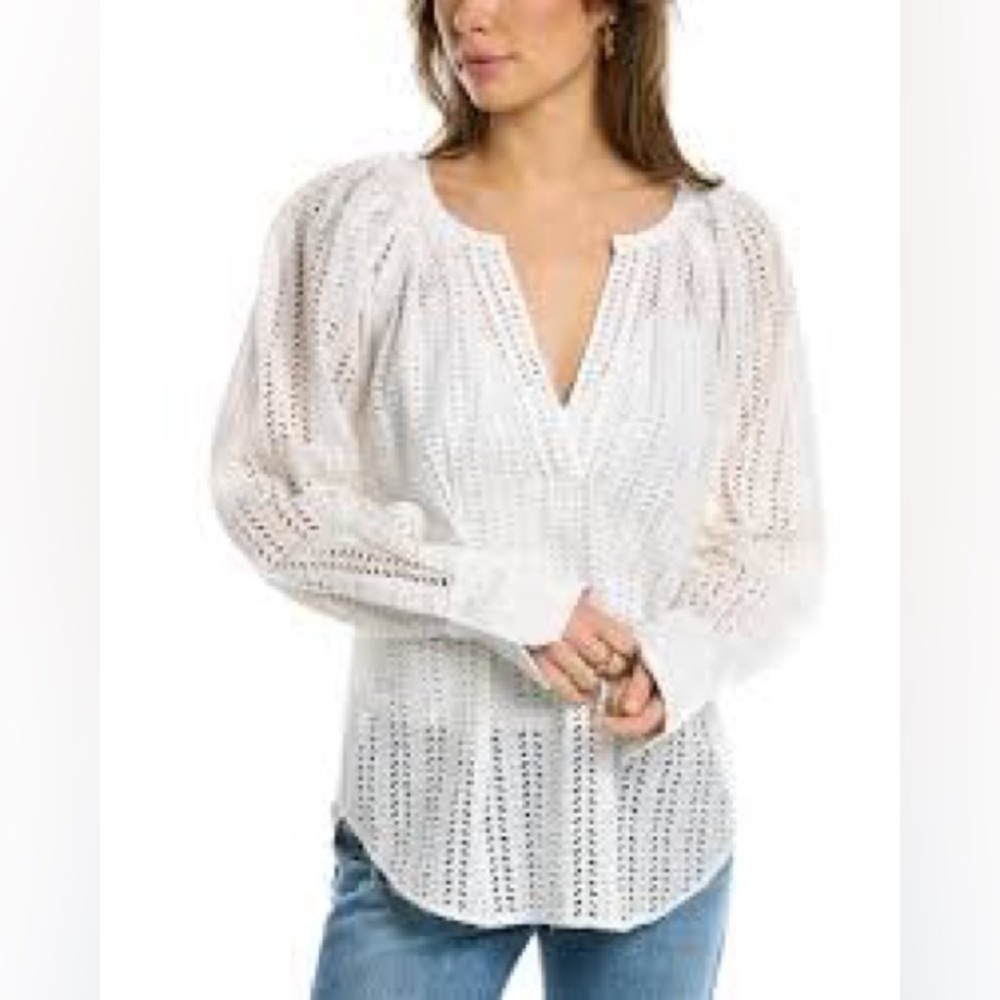 ALC Lace Eyelet Detail Blouse Top White Size 2
